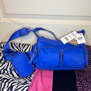 NWT Blue Nylon Madden Girl crossbody